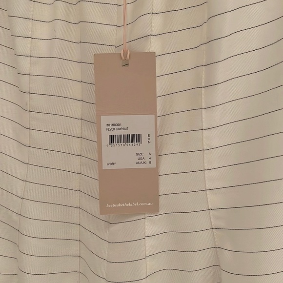 Keepsake the Label Fever Striped Wide Leg Ivory Jumpsuit, NWT Size 4 - Picture 9 of 15